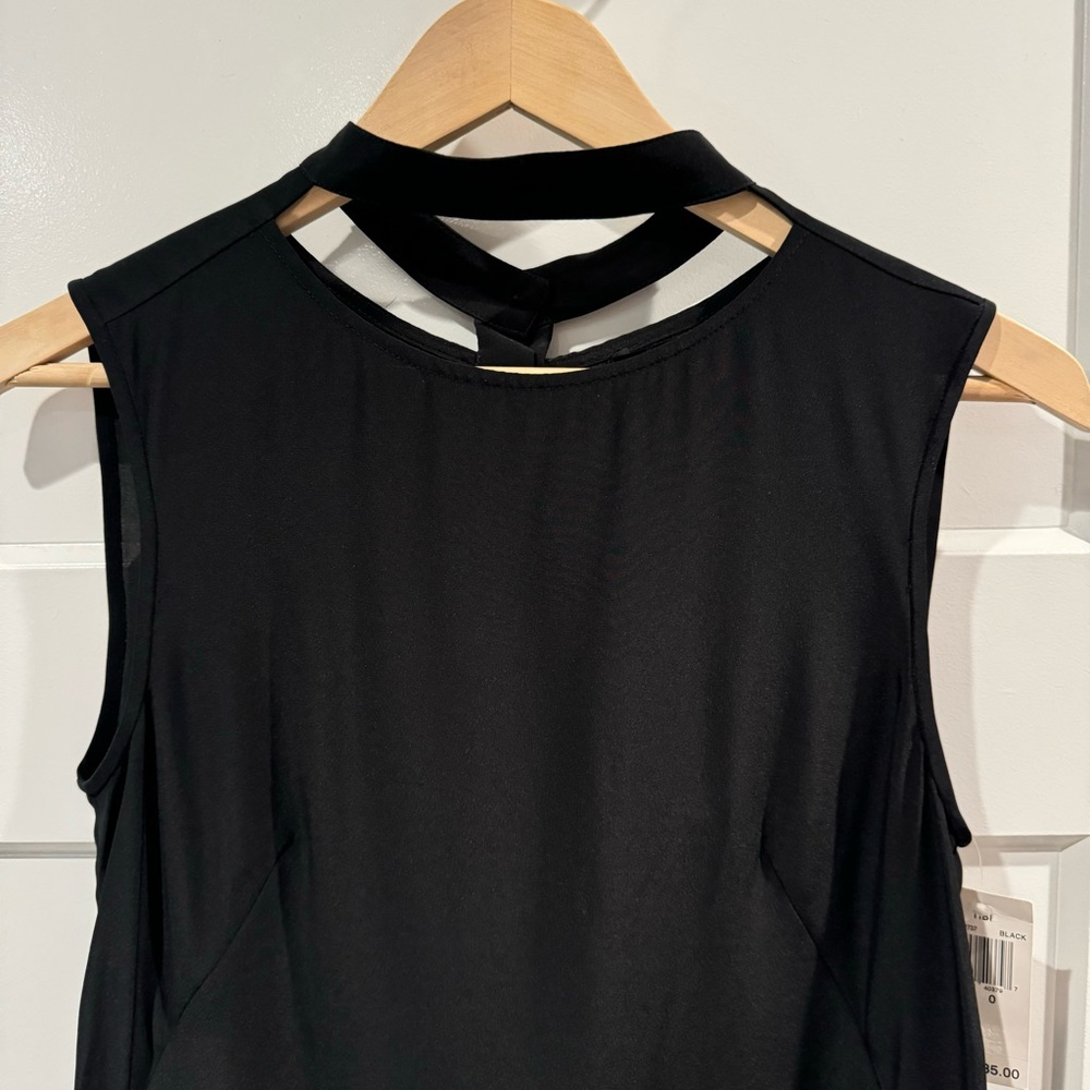 NWT Tibi Silk Black Cutout Neck Blouse Size 0 - Picture 4 of 8